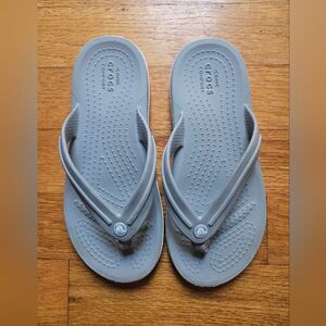 Crocs sandals grey with white trim Kids size 12